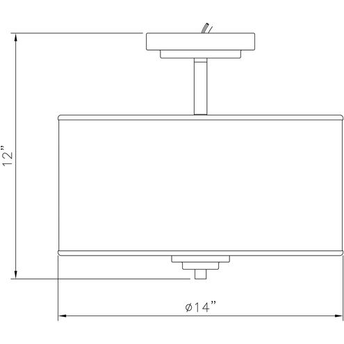 Grove 2 Light 14 inch Satin Nickel Semi-Flush Ceiling Light